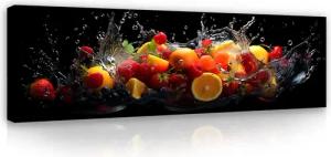 Wallarena Leinwandbild Küche Obst Wasser Schwarz