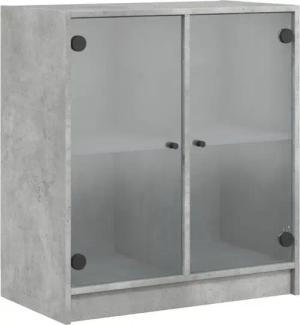 vidaXL Beistellschrank Beistellschrank mit Glastüren Betongrau