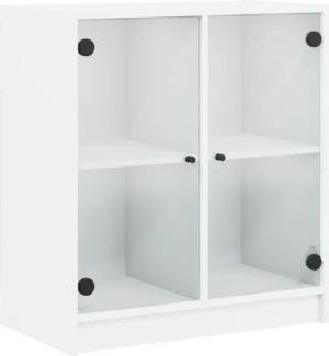 vidaXL Beistellschrank Beistellschrank mit Glastüren Weiß