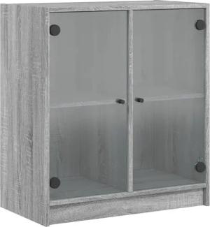 vidaXL Beistellschrank Beistellschrank mit Glastüren Grau
