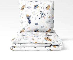 MTOnlinehandel Kinderbettwäsche Space Weltall-Abenteuer 135x200 +
