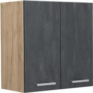 Vicco Hängeschrank R-Line, Schwarz Beton/Goldkraft Eiche,