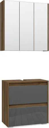 Vicco Badmöbel-Set Majest, Anthrazit/Nussbaum, 2 Teile,
