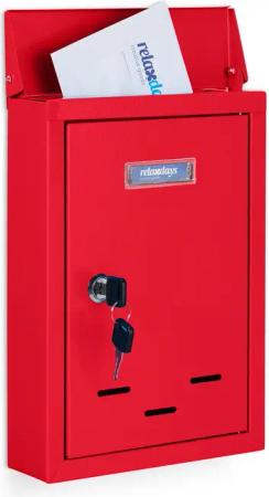 relaxdays Briefkasten mit Namensschild, Rot