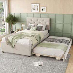 STILVORA Polsterbett 90x200 mit matratze&ausziehbett,Jengendbett Bettgestell