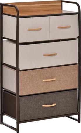 HOMCOM Kommode mit 5 Faltbaren Stoff-Schubladen,