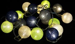 Guru-Shop LED-Lichterkette Stoff Ball Batterielichterkette 3xAA,