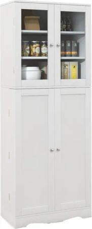 KOMFOTTEU Küchenbuffet Küchenschrank mit 2 Glastüren