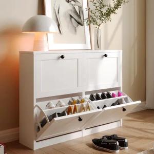 VOWNER Schuhschrank mit 4 Klappen, schmaler,