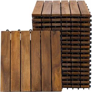 etc-shop Holzfliesen, Holzfliese Terrassenplatten Klickfliesen Akazie