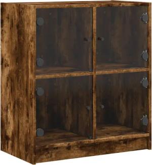 vidaXL Beistellschrank Beistellschrank mit Glastüren Räuchereiche