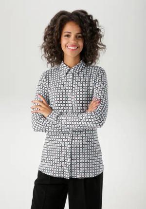 Aniston CASUAL Hemdbluse mit farbharmonischem Retro-Muster