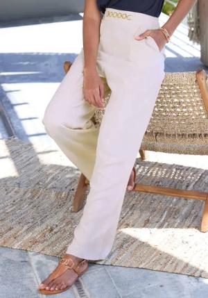 Vivance Palazzohose mit Zierkette, Bundfaltenhosen, Schlupfhose,