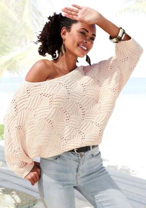 LASCANA Fledermauspullover mit aufwendigem Strickmuster