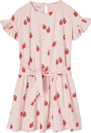 vertbaudet Minikleid Mädchen Volantkleid mit Erdbeeren