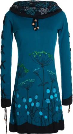 Vishes Jerseykleid Blumenkleid Langarm-Shirtkleid mit Schalkragen