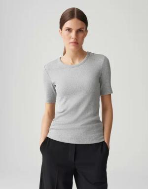 OPUS Kurzarmshirt SULCHEN aus melangiertem Rippjersey