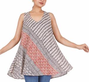 Guru-Shop T-Shirt Boho Blusentop, leichtes Longtop