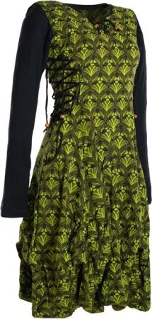 Vishes Jerseykleid Jersey-Kleid Blumenkleid Schnürung V-Ausschnitt