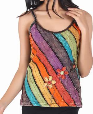 Guru-Shop T-Shirt Stonewash Goa Top, Boho