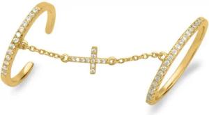 Unique Silberring Goldener Knucklering mit Kette