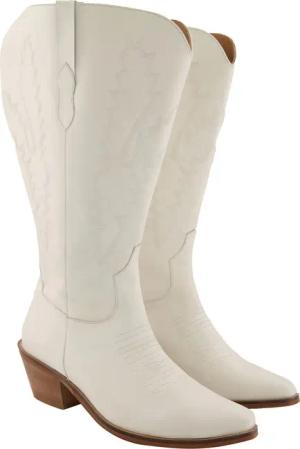 Ulla Popken Leder-Cowboystiefel 3 XL-Schaft Stickerei