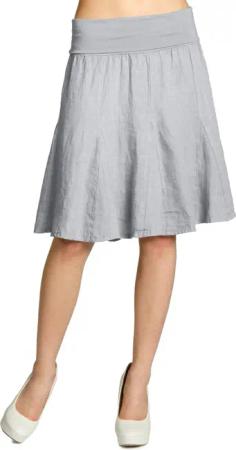 Caspar Faltenrock RO014 Damen Midi Leinenrock
