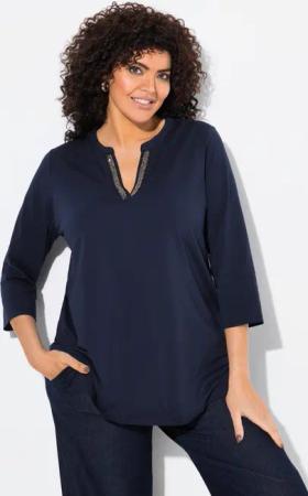 Ulla Popken Longshirt Longshirt A-Linie Tunika-Ausschnitt