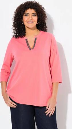 Ulla Popken Longshirt Longshirt A-Linie Tunika-Ausschnitt