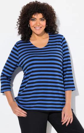 Ulla Popken T-Shirt Ringelshirt vorne doppellagig