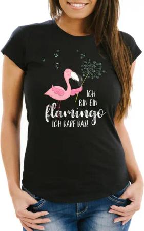 MoonWorks Print-Shirt Damen T-Shirt Flamingo Ich
