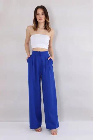 fashionshowcase Bundfaltenhose Damen Palazzohose – Hoher