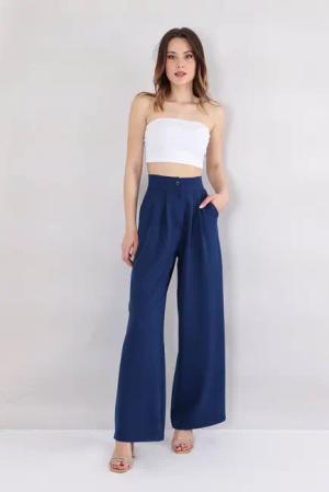 fashionshowcase Bundfaltenhose Damen Palazzohose – Hoher