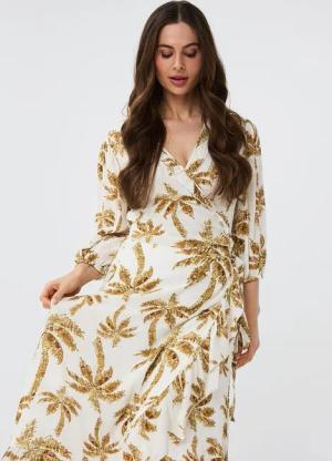 Esqualo Sommerkleid Esqualo Wickelkleid mit Palmenprint