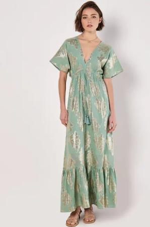 Apricot Maxikleid Geblümtes Maxikleid, mit Fledermausärmeln