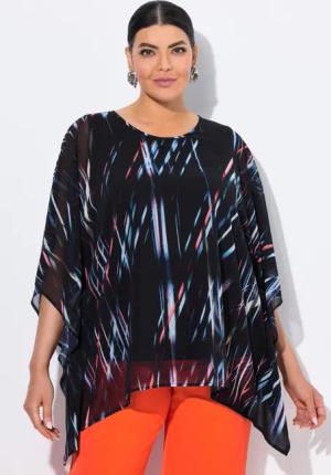 Ulla Popken Tunika Chiffon-Tunika Streifen Oversized