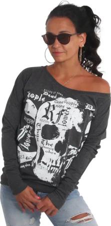 YAKUZA Langarmshirt Skull Script im Boyfriend