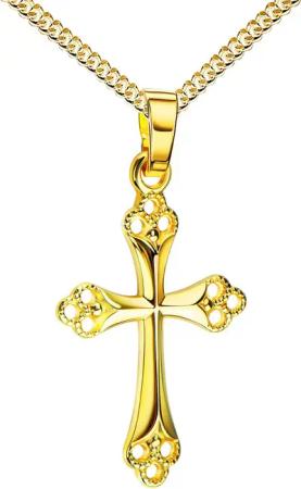 JEVELION Kreuzkette Kreuz Anhänger 585 Gold