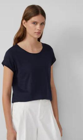 s.Oliver Kurzarmshirt T-Shirt mit Rollkanten und