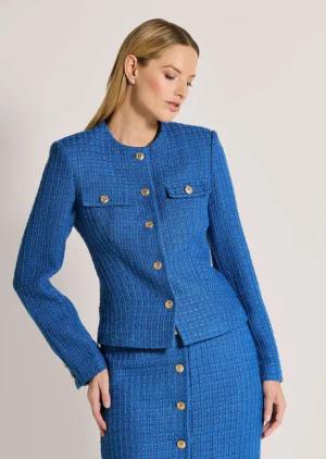 MADELEINE Kurzblazer Couturiger Kurzblazer mit goldfarbenen
