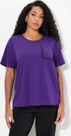Ulla Popken T-Shirt T-Shirt Brusttasche Perlen