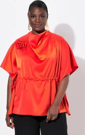 Ulla Popken Tunika Shirtbluse oversized Wasserfall-Ausschnitt