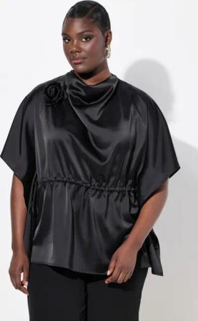 Ulla Popken Tunika Shirtbluse oversized Wasserfall-Ausschnitt