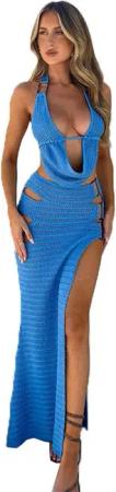 RWEUOQ Strandkleid Maxikleid Damen Sommer Häkelkleid
