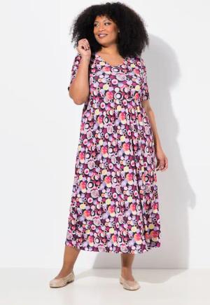Ulla Popken Maxikleid Maxikleid A-Linie V-Ausschnitt
