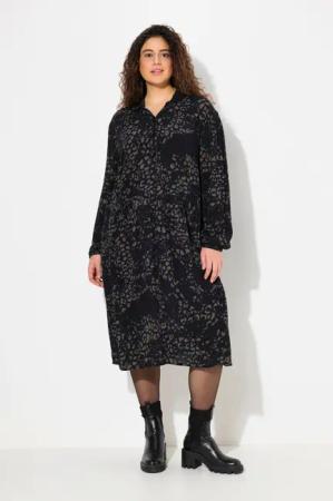 Ulla Popken Midikleid Hemdblusenkleid Knopfleiste Hemdkragen