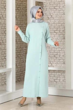 Modavitrini Hemdblusenkleid Abaya mit Knöpfen Hijab