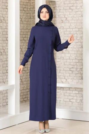 Modavitrini Hemdblusenkleid Abaya mit Knöpfen Hijab