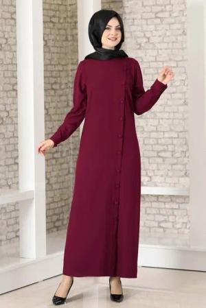 Modavitrini Hemdblusenkleid Abaya mit Knöpfen Hijab