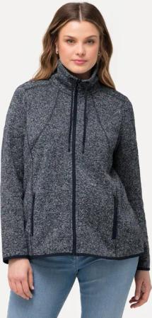 Ulla Popken Sweatjacke Strickfleece-Jacke Rauten Stehkragen